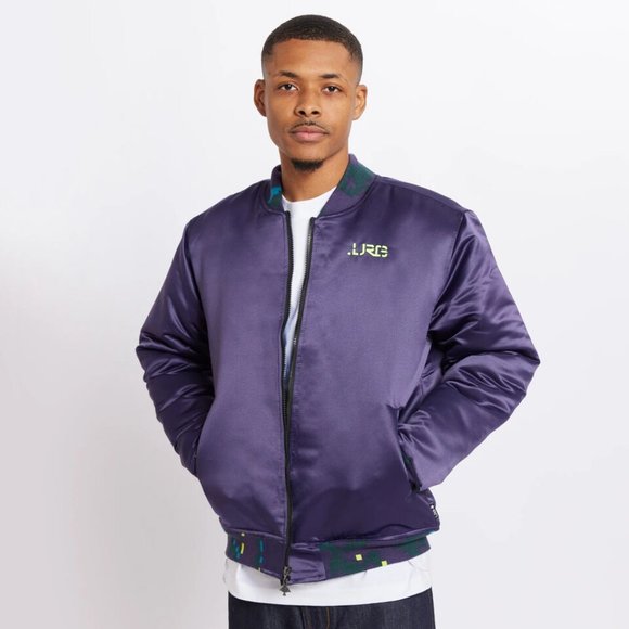 Lifted Research Group LRG Mens Forever Forward Dark Perple Bomber Jacket New XL - Picture 2 of 4